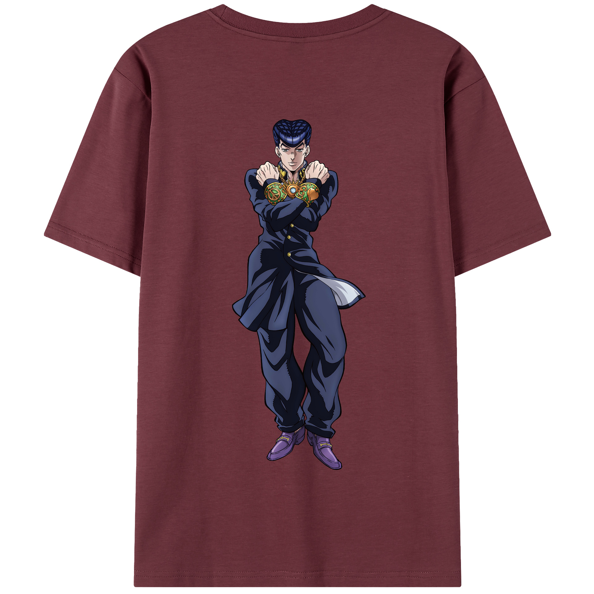 （画像用） ジョジョの奇妙な冒険 ひがしかた じょうすけ JoJo's Bizarre Adventure Higashikata Josuke 綿100％半袖Tシャツ（背面プリント）